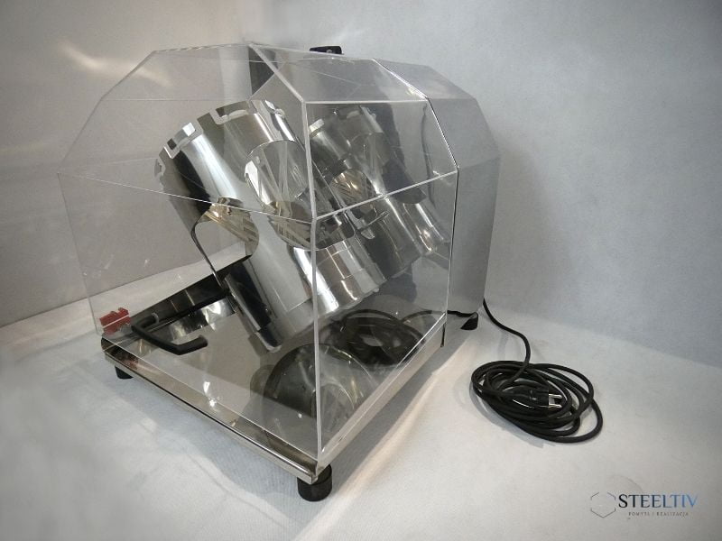 Urządzenie ze stali nierdzewnej w lustrzanym połysku do mieszania substancji sypkich, wersja laboratoryjna, nablatowa